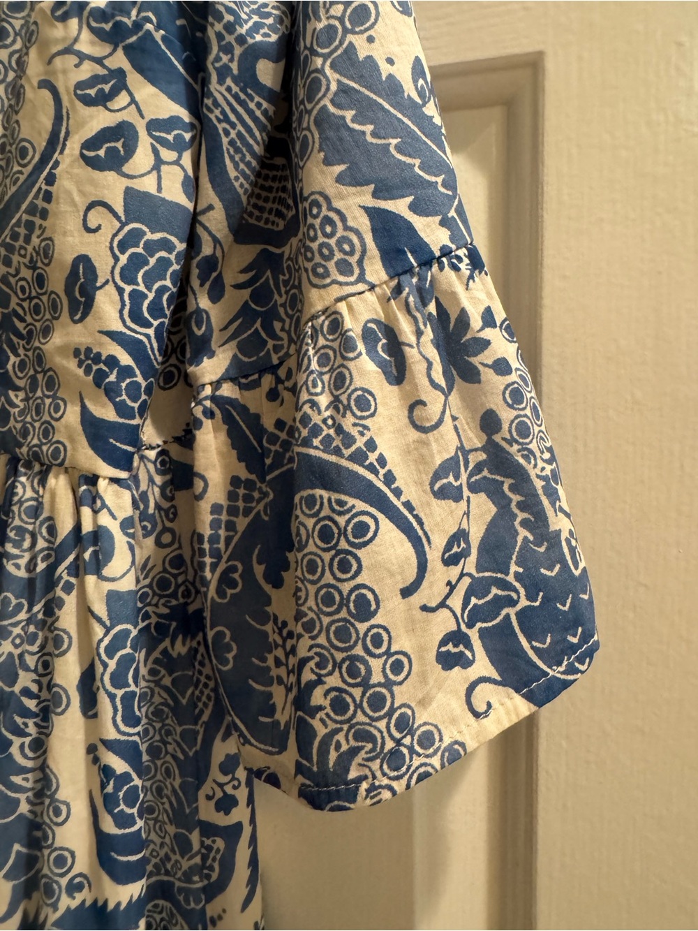 Blue & White V-Neck Maxi Dress - Classic Printed Women’s Dress - Picture 4 of 6